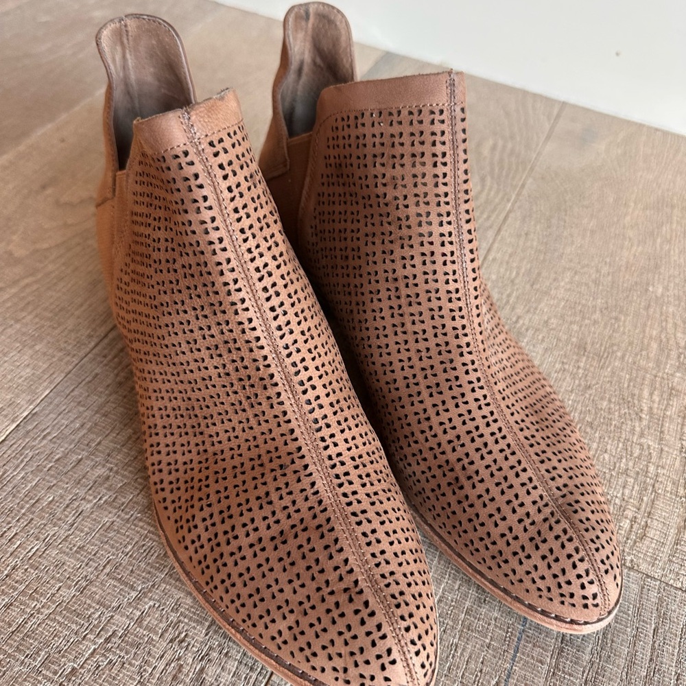 Vince Camuto Tan Perforated Ankle Booties
